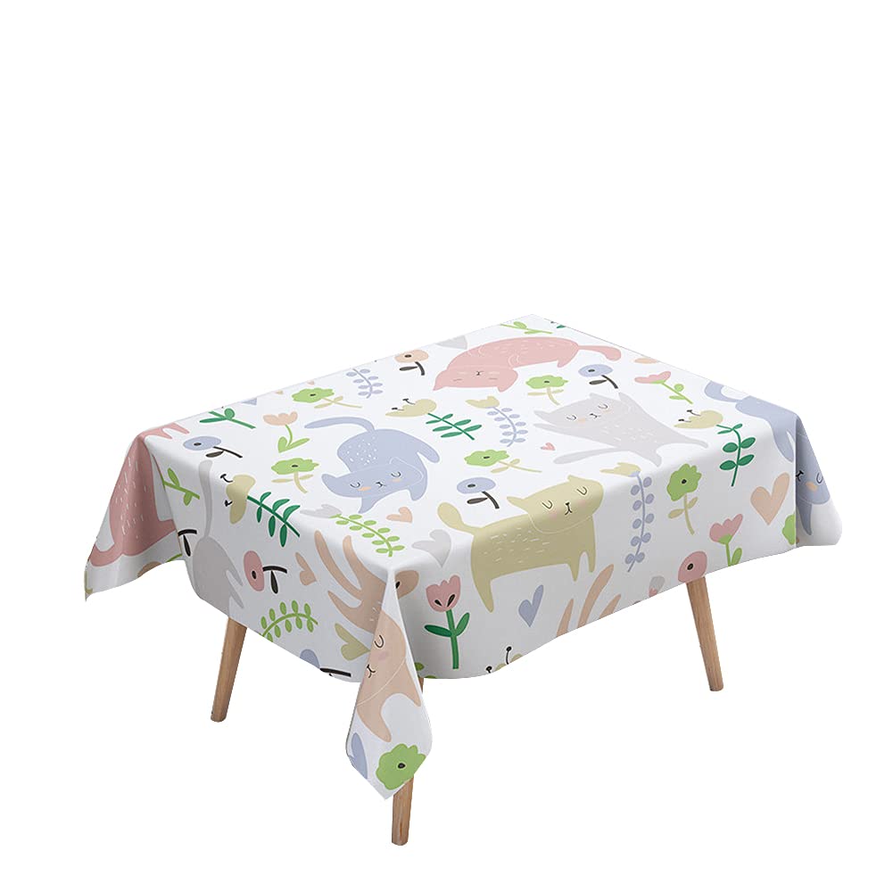 Morbuy Cartoon Cat Table Cloths Rectangular Waterproof, 3D Cat Kitten Print Tablecloths Stain Resistant Tablecloth Wipe Clean Table Cover For Decorations Kitchen Garden Party (,140X140cm)