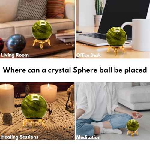 Image of Certified Vesuvianite Crystal Ball for Meditation - Premium Crystal Vastu Items for Home and Feng Shui Items for Good Luck - Ideal for Pooja Supplies and Spiritual Practices (2 inch Inch)
