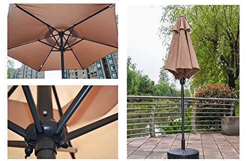 Parasol inclinable marron 2m avec manivelle pour parasol de balcon et deck
