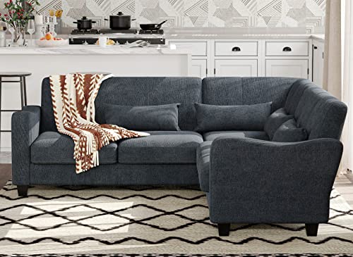 Belffin Convertible Sectional Sofa Fabric Couch With Chaise Reversible Corner Couch Furniture L-Shaped 4 Seater Sofas Bluish Grey #TOP3