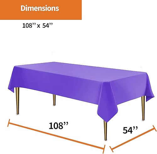 Miniatura 2 de Mantel de plástico desechable morado para mesas rectangulares (paquete de 12) mantel decorativo de alta calidad para fiestas, eventos y bodas,