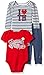Tommy Hilfiger Baby Girls' 3 Piece Creeper Pants Set, Red/Navy, 0-3 Months
