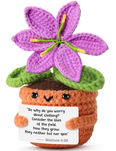 Ovrrcame Christian Gifts for Women - Inspirational Crochet Lily with