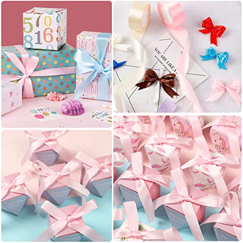 Blush Pink Ribbon 25mm, 23 Meters Baby Pink Satin Fabric Present Ribbon for Crafting, Gift Wrapping, Balloons, Floral Bouquet, Cake Decoration, Hair Bows, Sewing, Baby Shower and Wedding Party - Image 2