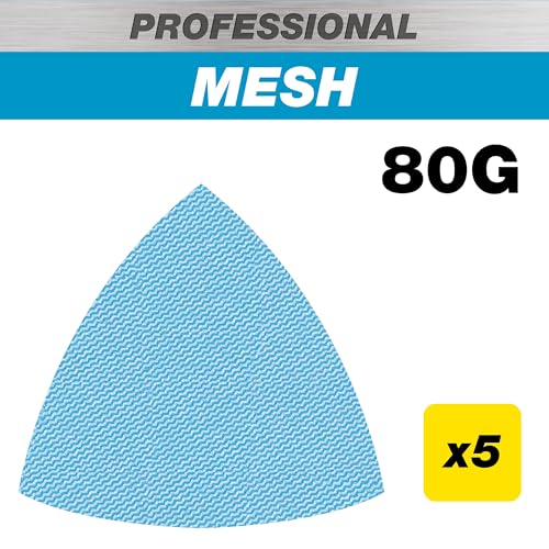 Trend Profi-Schleifpads 93 mm Delta für Multitools, Körnung 80, 5 Stück, Netzschleifmittel für Detailschliff und Farbentfernung, AB/OSC/80P