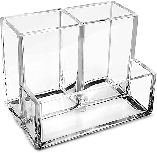 KiDEPOCH Soporte para bolígrafos, soporte para bolígrafo de acrílico transparente para escritorio, organizador de almacenamiento de brochas de