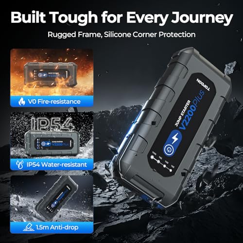 Image of Car Battery Jump Starter and Battery Tester TOPDON 2-in-1 2200A Peak Jump Starter for Up to 8L Gas /6L Diesel Engines 12V Portable Booster and Tester