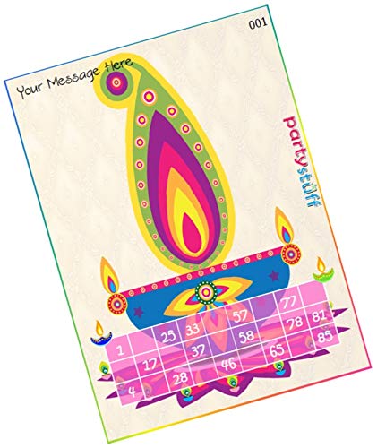 PartyStuff Diwali Theme Tambola Housie Tickets - Diwali Diya Classic Grid kukuba 1 - Singlet Classic Kukuba (16 Cards)