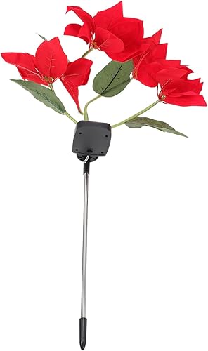 Poinsetta solar Navidad Pascua solar inserción de piso luz jardín patio luz roja delicada flor falsa diseño estilo aleatorio