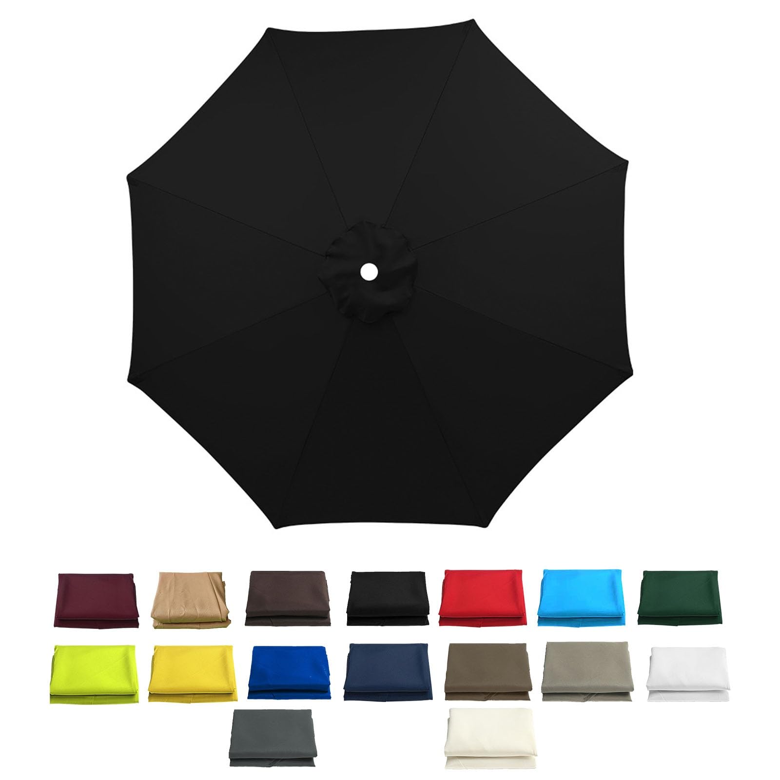 Replacement Umbrella Canopy, Outdoor Waterproof Polyester, Cantilever Replacement Canopy, Polyester Umbrella Cover, for Garden, Patio, Backyard, Pool, lawn(Black,8ribs:2.30m/7.5ft)