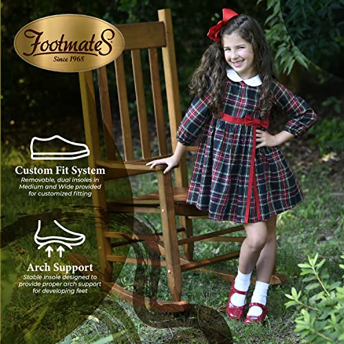 FOOTMATES Emma Patent Leather Mary Jane Girls Party Dress Shoes with Custom-Fit Insoles, Hard Bottom, Slip-Resistant Non-Marking Outsoles - for Toddlers and Little Kids, Ages 1-82