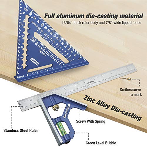 Workpro NOVASAT-0409-1513-35 Aluminum Alloy Carpenter Square And Zinc-Alloy Square Ruler Set thumb #1