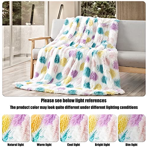 Gonaap Faux Fur Throw Blanket Super Soft Cozy Plush Fuzzy Shaggy Blanket For Couch Sofa Bed (Polka Dot, Throw(50"X60")) #TOP6