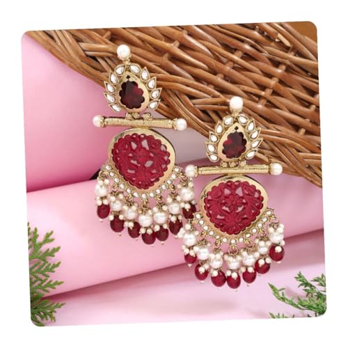 Image of I Jewels Traditional Kundan & Pearl Style Dangle Earrings For Women