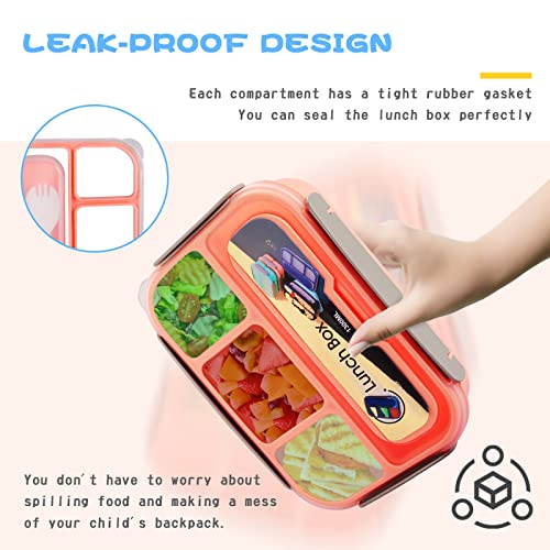 Bento Box Lunch Box, Bento Box Adult Lunch Box, Lunch Containers For Adults/Students, 5 Cup Bento Boxes With 4 Compartments&Fork, Leak-Proof, New And Upgraded Packaging, Pink #TOP2