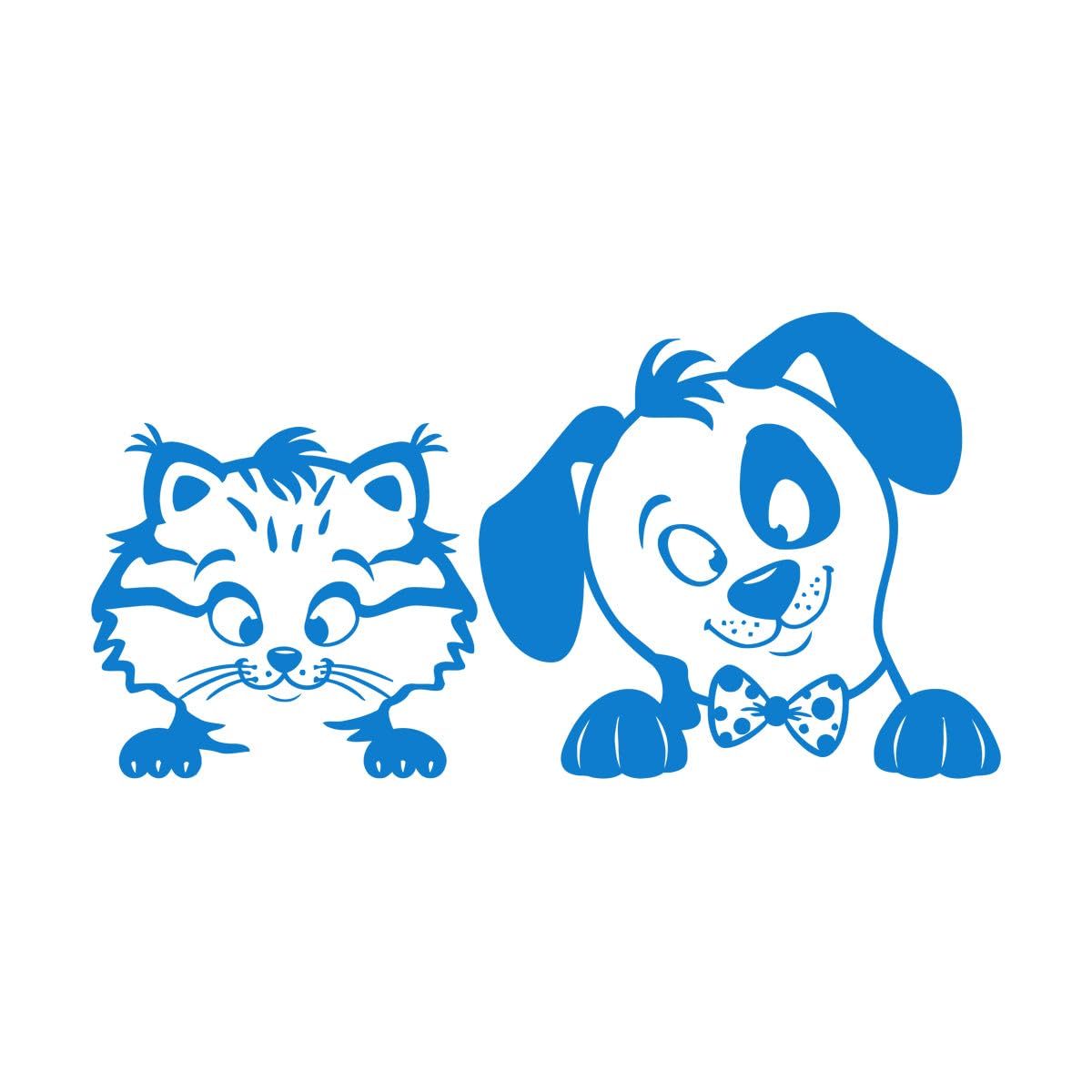Engraving Decals Cartoon Kitten Puppy Pets Animals Nursery 72x140.3cm Waterproof Extra Large Blue — image 1