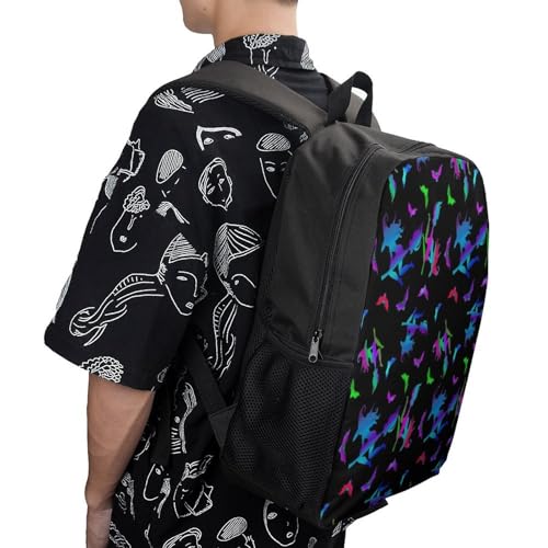 Colorful Neon Bats Witches Backpack Simple Leisure Travel Backpack Outgoing Daypack 17 Inch4