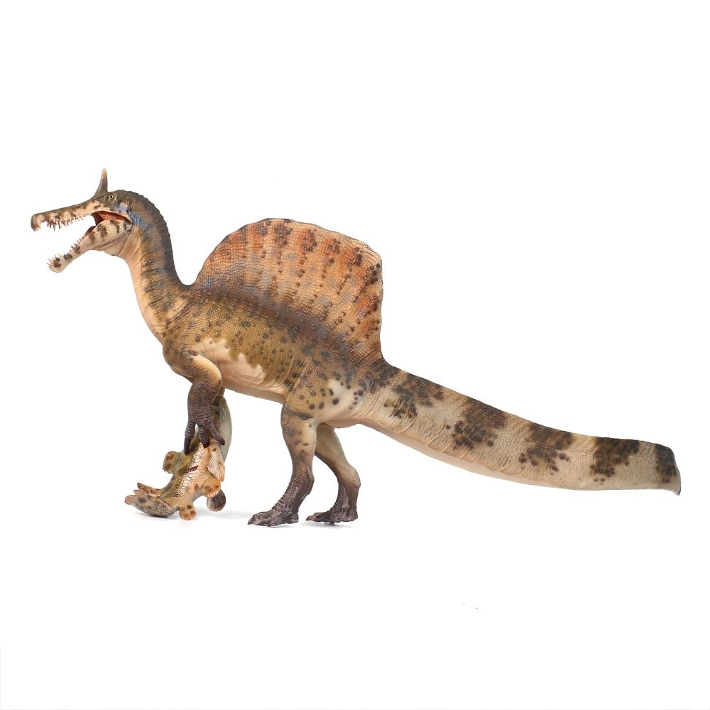 HAOLONGGOOD Spinosaurus Mirabilis Dinosaur with Fish Model(Heterochromatic)