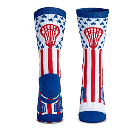 ChalkTalkSPORTS Lacrosse Socks - Mid Calf - American Red White Blue Youth
