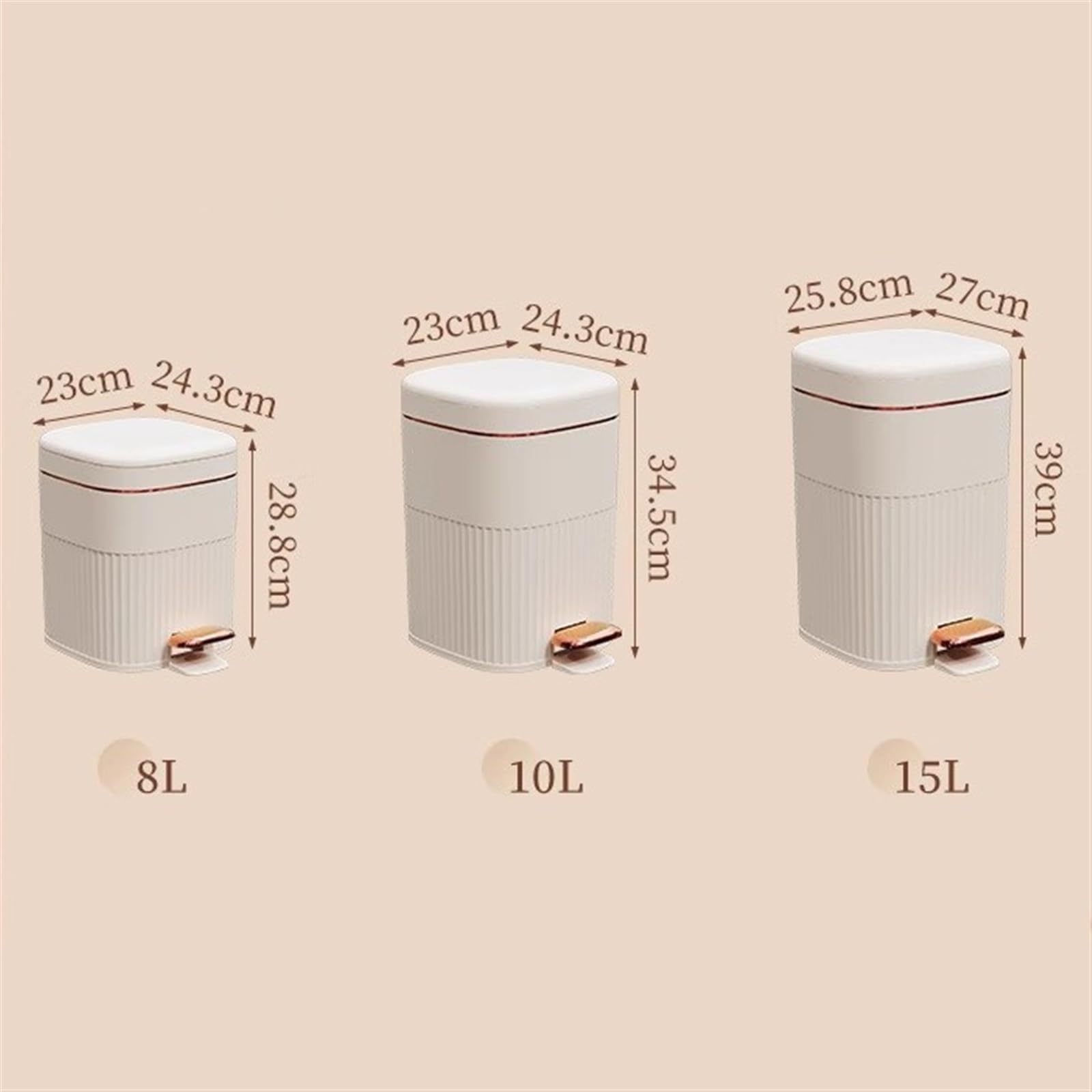 Cubo de Basura ﻿ Bote De Basura Retro con Anillo Presión for Sala Estar Cubo de Basura con Pedal ﻿ Cubo de Basura decorati(White-Gray,S)