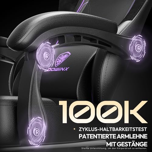Sedia da gioco da corsa, ergonomica, con supporto lombare, in pelle PU, schienale largo, 150 kg, colore: viola - Sedia gaming - Immagine 7