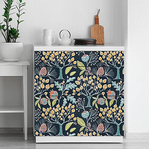 Okydoky Floral Peel and Stick Wallpaper, Colorful Self-Adhesive Wallpaper, Vinyl Waterproof Removable, 17.3" x 118", XC5180-3