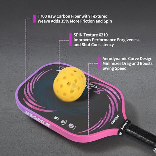 Image of XS XSPAK Carbon Fiber Pickleball Paddle - Tournament Edition - World Champion Surface Technology Options Pickleball Racket - USAPA Polypropylene Honeycomb Paddle with Cushion Comfort Grip