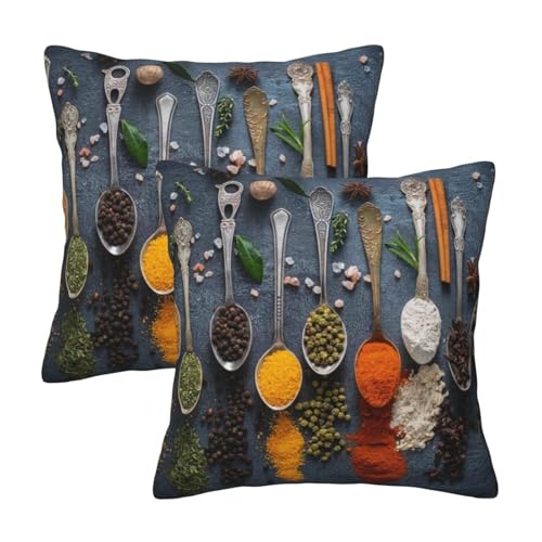 TZTTZT Throw Pillow Covers Set of 2, Various Herbs Pillow Covers 12x12 Inch, Soft Cushion Case Decorative Pillow Cover Cases for Couch Bed Sofa Living Room Farmhouse
