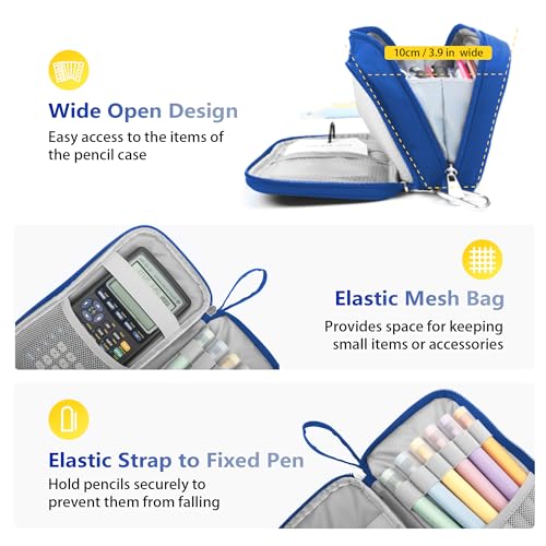 Image of Pencil Case Big Capacity Pen Pouch Large Storage Holder Marker Pen Bag Durable 3 Compartment School Office Desk Organizer Portable Cute Zipper Stationery for Kids Teen Student Boys Girls Adults