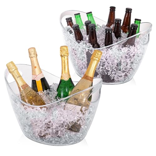 Large 3-Gallon Clear Plastic Ice Bucket, Beverage Tub for Parties...