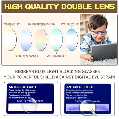 Image of BiBiBear Bluelight Kids Glasses Unbreakable Glasses | TR90 Frame for New Year Gifts, 360 Flexible, Lightweight & Safe Eyeglasses for Kids Age 2-15