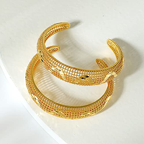 Ethlyn 2pcs/lot 18K Gold Plated Girls Cuff Bracelets Birthday Gift for children4