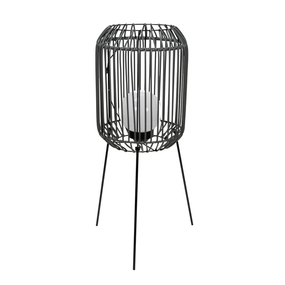 ValueLights Black Squat Tripod Solar Floor Lamp with Globe Bulb