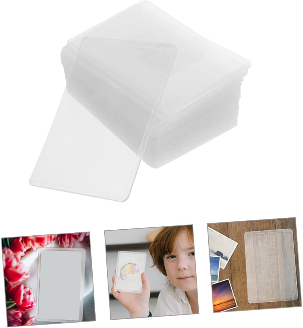 Lurrose 120pcs Protective Photo Card Sleeves Double-Sided Cardholders for Game Cards Photos and Postcards Reusable Covers for Safe Storage and Organization