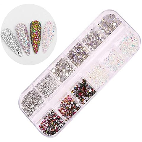 Nagel Art Strassstein,1440 Stück Nail Art Strass 3D Nagel Kunst Strasssteine Cover