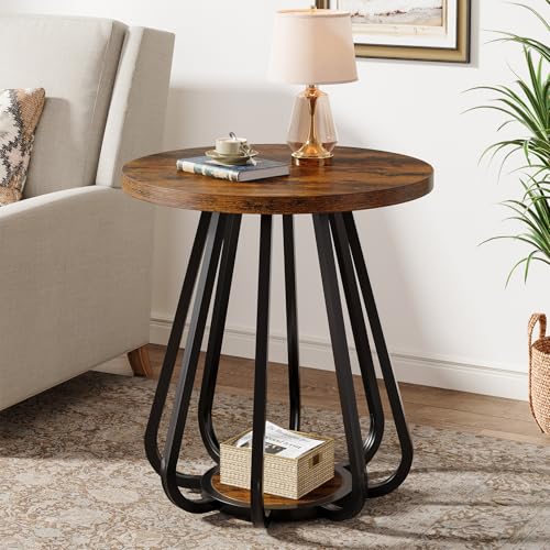 Tribesigns 2-Tier Side Table with Metal Frame