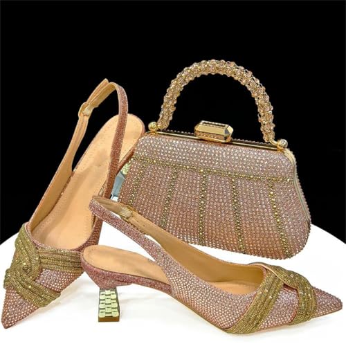 Ensemble chaussures et sac champagne violet pointu 42.5