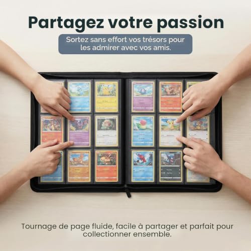 Classeur pour Cartes à Collectionner, Classeur carte pokemon Porte Cartes Rangements pour 360 Cartes,album double face avec fermeture éclair Pour Rangement Cartes,Jeux de,Cartes Pokémon Rangement – vue 7