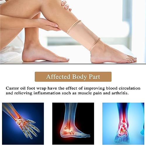 Castor Oil Foot Wrap - Reusable Organic Thyroid Foot Castor Oil Wrap Promotes Circulation, Relieves Inflammation and is Soft to The Touch, Like Pajamas(Oil Not Included) (Khaki)