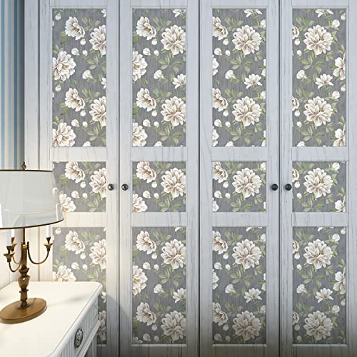 VaryStyle 17.7"x393" Classical Peony Floral Wallpaper Grey/White Floral Peel and Stick Wallpaper Vintage Elegant Flower Mural Removable Self Adhesive Grey Contact Paper for Cabinets Walls Farmhouse by VaryStyle - Image 2