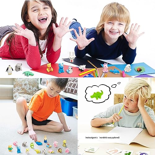 Urskytous 60PC ANIMAL ERASER 60Pcs Animal Erasers Desk Pets For Kids Pencil Bulk Puzzle Erasers Toys Gifts For Classroom Prizes,Game Reward,Treasure Box,Easter Egg Fillers,Goodie Bag Stuffers,Party Favors thumb #2