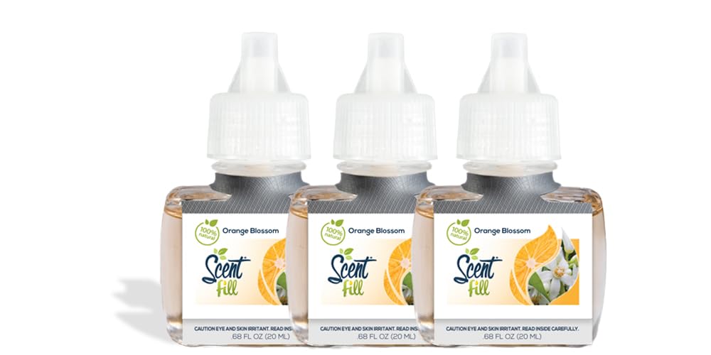 Scent Fill 100% Natural Orange Blossom Plug in Air Freshener, Scented Oil Refills, 3 Refills