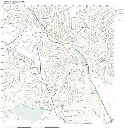 Amazon.com: ZIP Code Wall Map of West Columbia, SC ZIP Code Map Not ...