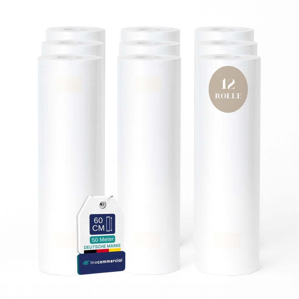 Inoverse 12 Rollen Ärztekrepp Liegenabdeckung 50 m x 60 cm – Einweg Ärzterolle für Untersuchungs- und Massageliegen, Spa & Kosmetik, Tattoostudios, Medizinische Liegenrolle, Perforierte Papierrolle