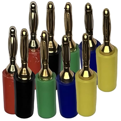 CESS 5-Colors 2mm Mini Banana Male Plug Jack Cable Connector (10 Pack)
