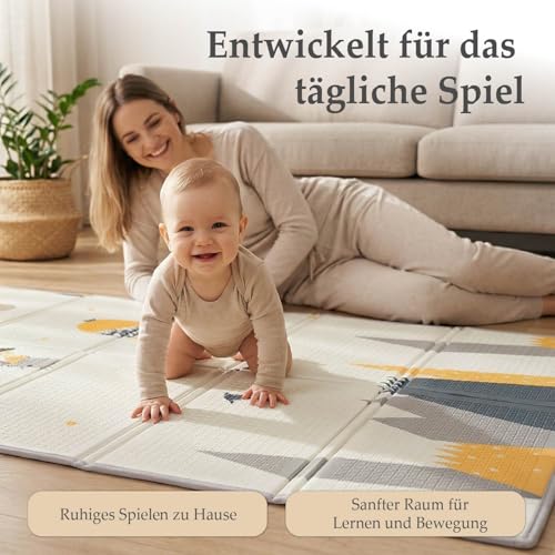 PikatoyZ® Spielmatte Baby | Krabbelmatte Baby Faltbar mit Tragetasche | Schadstofffreier, Rutschfeste, Wasserfester XPE Schaum… – Ansicht 6
