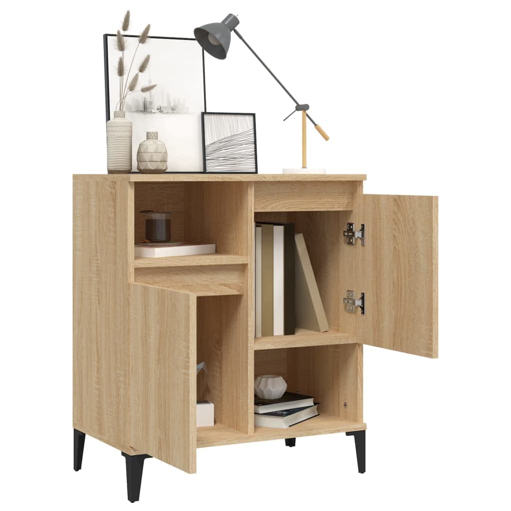 Credenza in rovere Sonoma, 60 x 35 x 70 cm, cassettiera per soggiorno con 4 scomparti, armadietto da corridoio e comodino, credenza per soggiorno e camera da letto