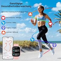 Smartwatch Damen Herren mit Telefonfunktion, Smart Watch mit Schlafmonitor SpO2 Herzfrequenz, 1.91" Fitnessuhr Schrittzähler Uhr, 110+ Sportmodi, IP68 Wasserdicht Fitness Tracker für Android iOS Rosa – Ansicht 7