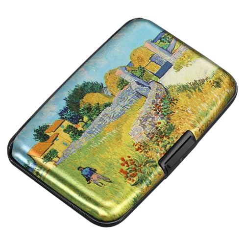 Image of ELFISH Mini RFID Aluminum Wallet Credit Cards Holder Business Card Case Metal ID Case for Men Women(Farmhouse)