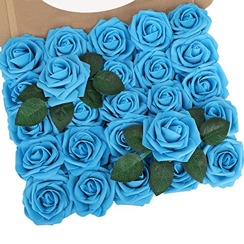 N&T NIETING Rosas artificiales de flores rosas, 25 unidades, rosas falsas con tallos para bodas, ramos, novia, ducha de bebé, fiesta Cover